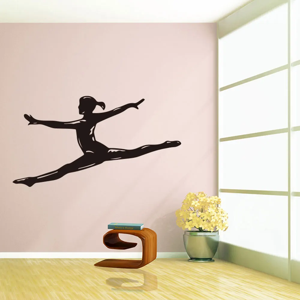 

Beauty Gymnastics Wallpaper Wall Stickers Lovely Black Background DIY Removable Paste 57*30cm Girl Decal Gift Festival