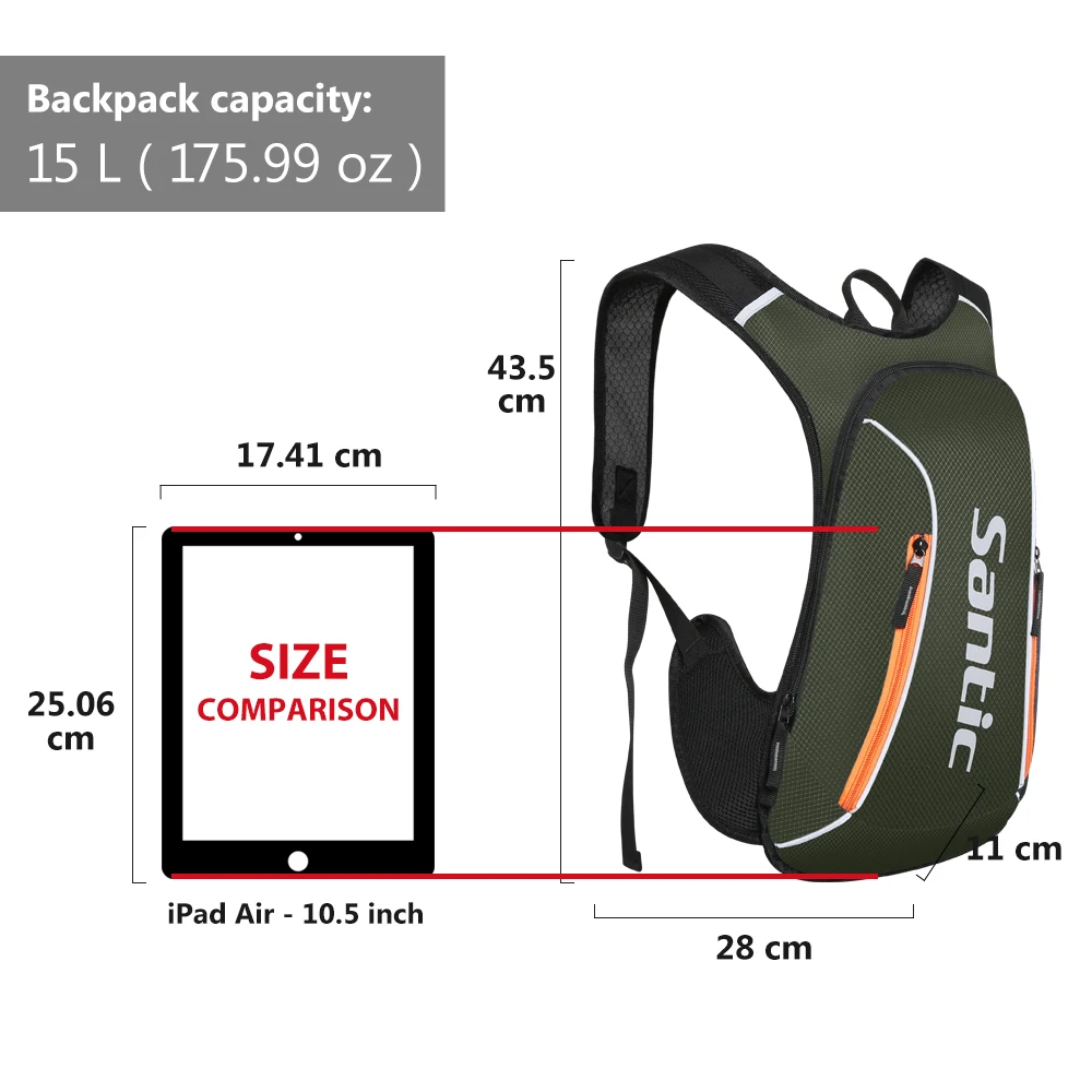 Santic Cycling Backpack 15L Outdoor Sports Gym Bags Backpack Riding Daypack Waterproof MTB Bike Hiking Bag Bicycle Accessories
