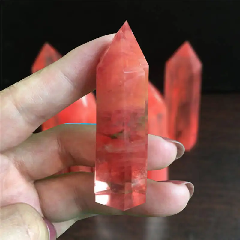 

Popular Natural 40-50MM Red Smelting Quartz Crystal Point Healing Obelisk Hexagonal Wand Reiki Geode stones and crystals 661SJ10