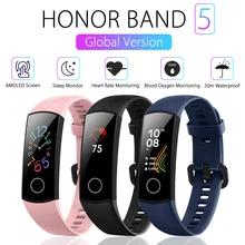 Глобальная версия huawei Honor Band 5 AMOLED смарт-браслет оксиметр кислорода в крови 50 м водонепроницаемый пульсометр трекер сна