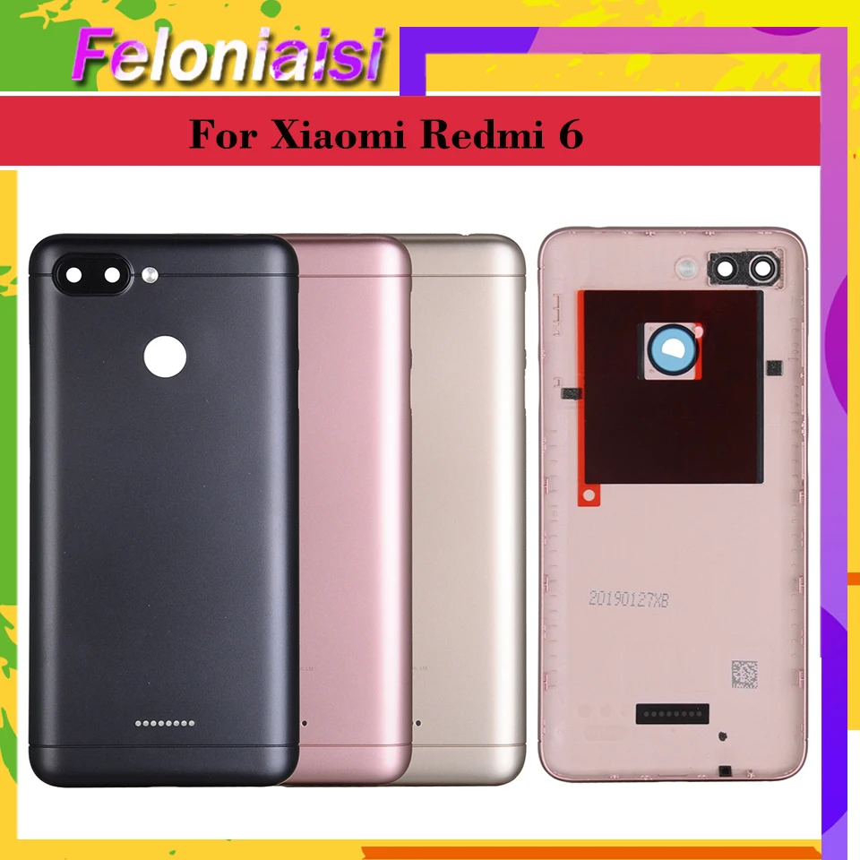 

Original Housing For Xiaomi Redmi 6A Redmi 6 Plastic Battery Door Back Cover Replacement Parts Case With Buttons Camera Lens