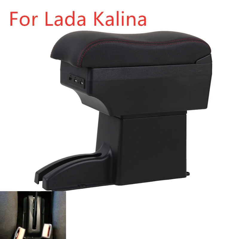 

For Lada Kalina Armrest Box Double Layer with usb Car Central Armrest Storage Box accessories