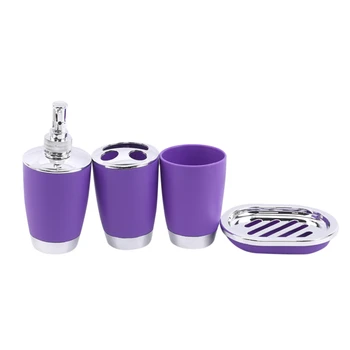 

4Pcs/Set Bathroom Suit Set Bathing Accessories Goods Includes Soap Box Cup Toothbrush Holder Soap Dispenser Soap Dish Set