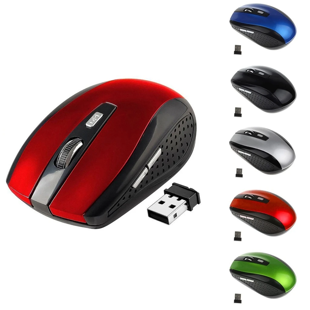 Mini Portable 2.4Ghz Wireless Mouse Wireless Optical Laptop Mouse Mice with USB Receiver 6 Button 4 Adjustable DPI Computer Mice