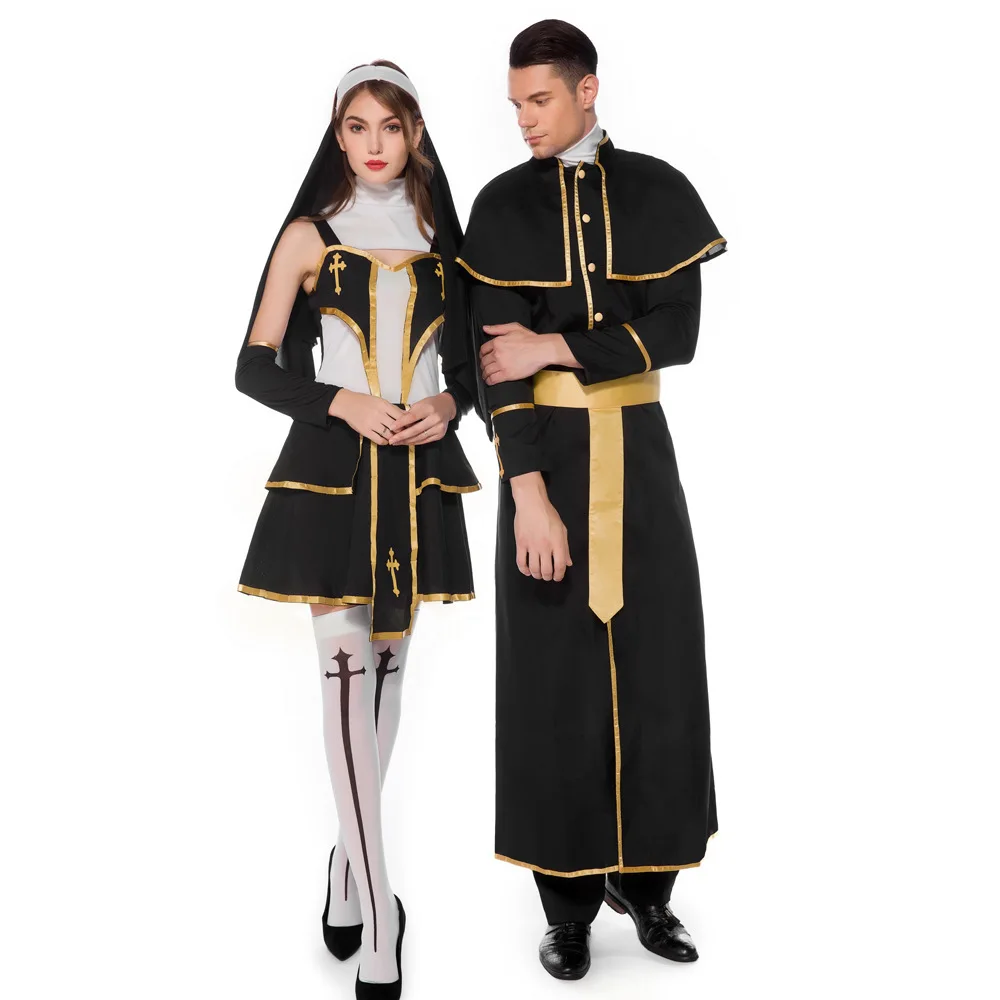 Adult Father Nun Cosplay Suit Halloween Costumes for Women Men Carnival ...