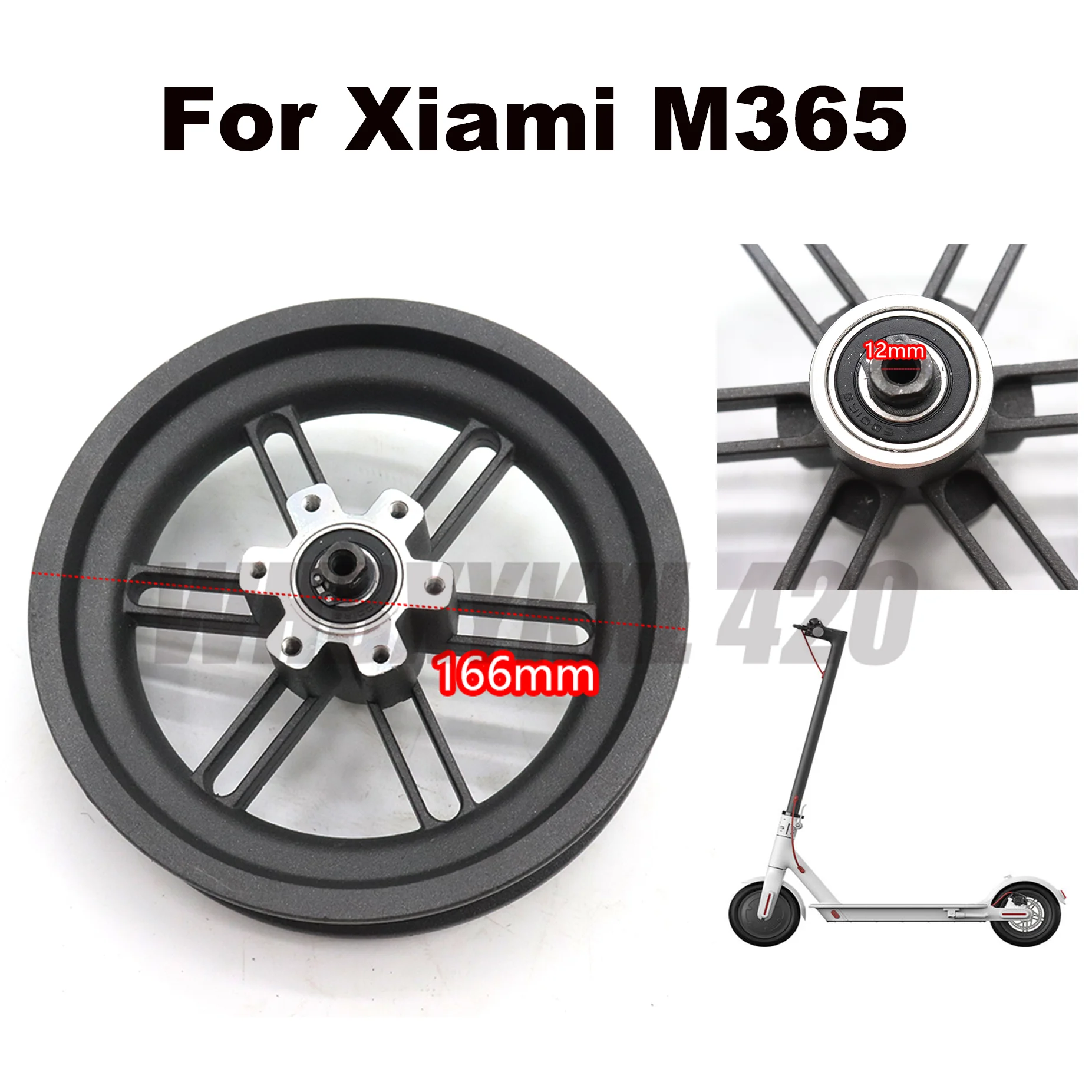 

Electric Scooter Rear Wheel Hub Replacement Metal Rear Rim Accessories For Xiaomi M365 / Pro Electric Scooter High Intensity