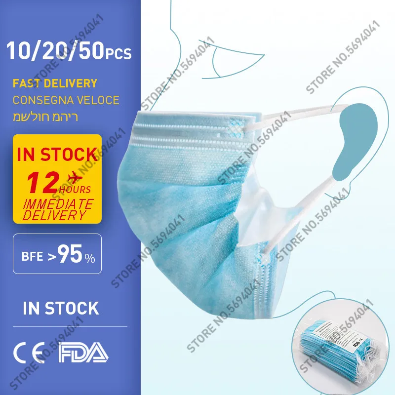 

10/20/50pcs Anti-Pollution Dustproof Disposable Masks Face Mouth Masks Facial Protective Cover Masks Face Mask Disposable