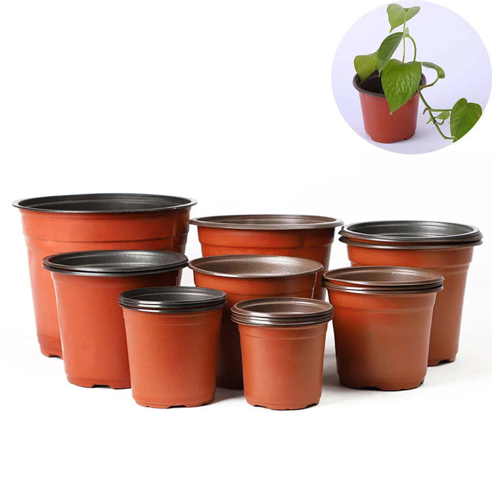 100pcs Plastic Plant Flower Pots Nursery Garden Plants Starting Pot Container 