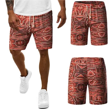 

Men's Ethnic Printed Linen Cotton Multi-pocket Overalls Shorts Fashion Pant Шорты Мужские Летние Bermudas Masculina