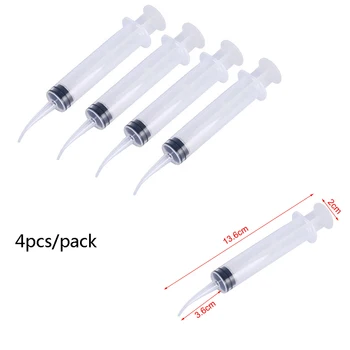 

4pcs/pack Disposable Transparent Dental Irrigation Syringe With Curved Tip 12cc Dental Care Teeth Whitening Cleaner Oral Hygiene