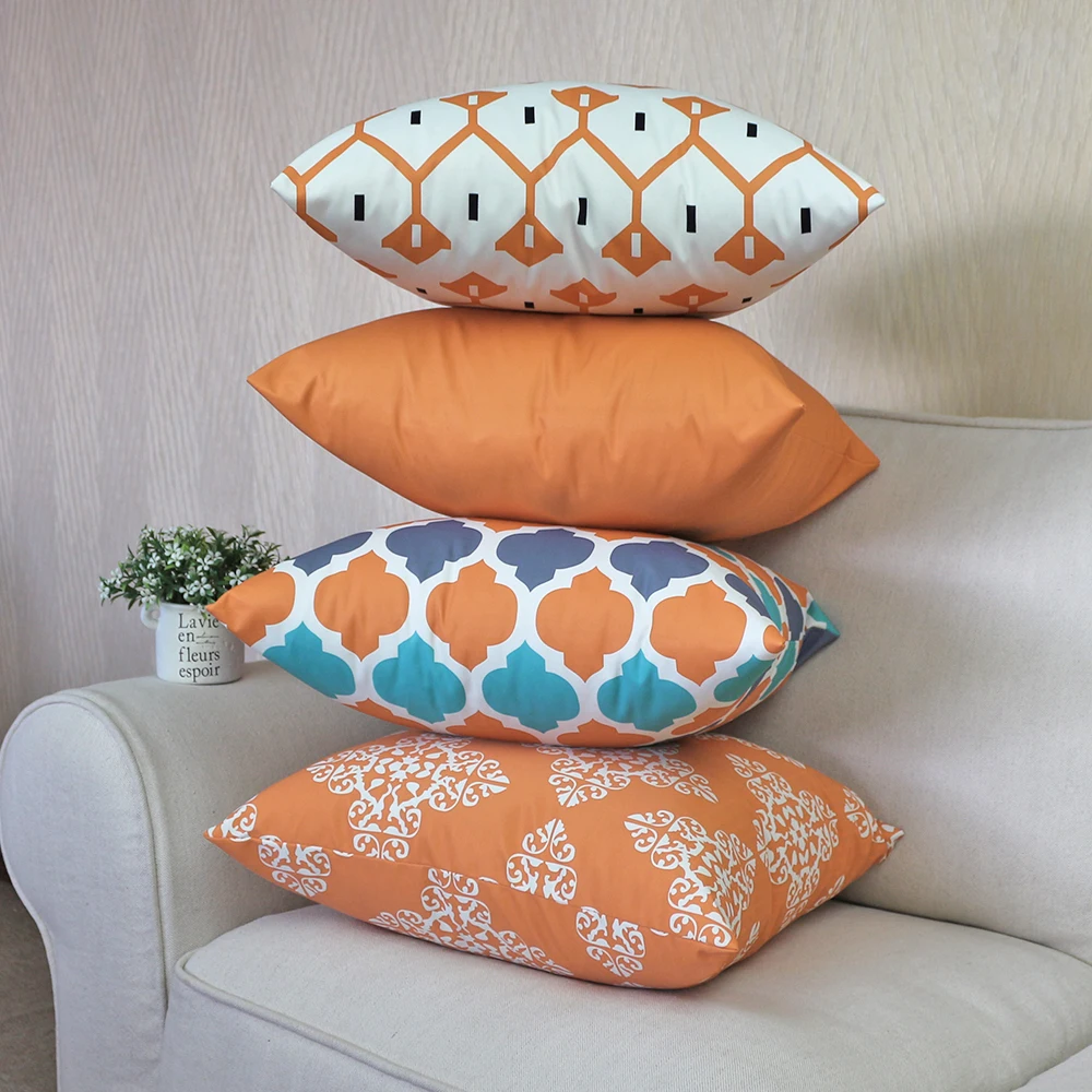 

Waterproof Decorative Cushion Cover 45*45 Geometric Print Fall Pillow Cover with Hidden Zipper Home Decor Pillow Case Bedding