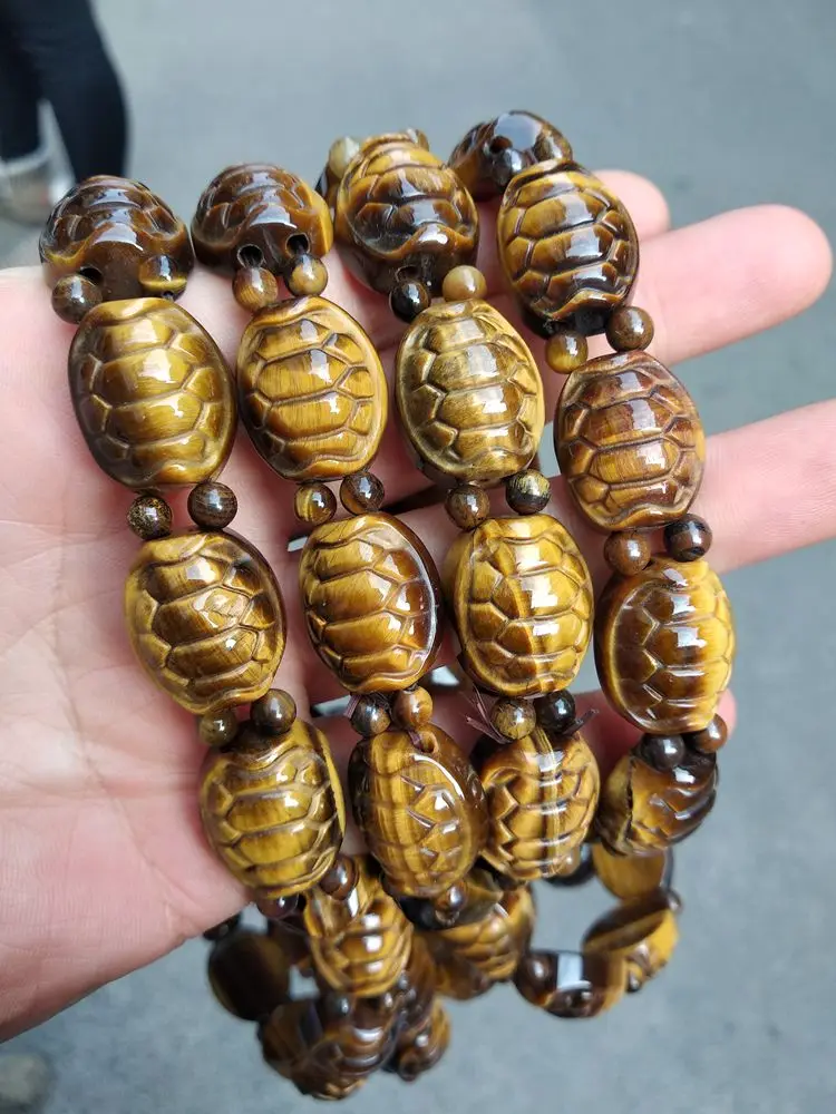 

Superb Hu Jing Shi Gemstone Tortoise Bead Bangle Turtle Bracelet Nature Vein Wrist Decoration Amulet