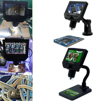 

New 600X HD LCD Digital Microscope Electronic Microscope Magnification Endoscope Repair Magnifier With Metal Stand