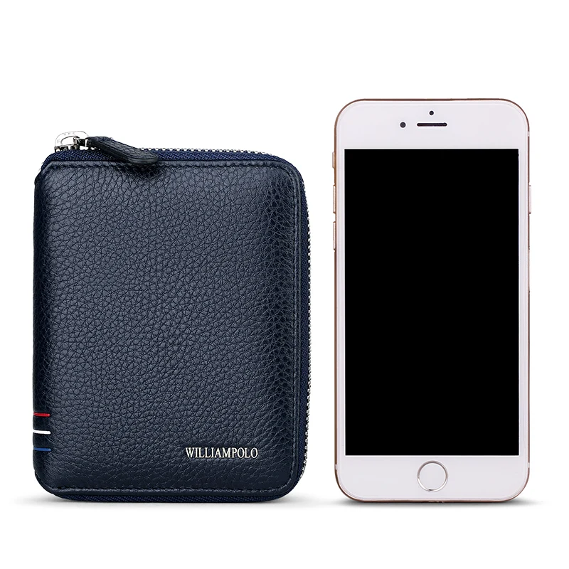 Leather Vertical Women's purse casual zipper short card holder multi functional men's portable zero wallet — view 5