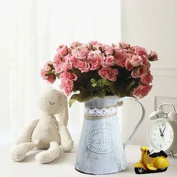 

Vintage Rural Style Wrought Iron Vase Home Decor Planting Container Small Iron Bucket