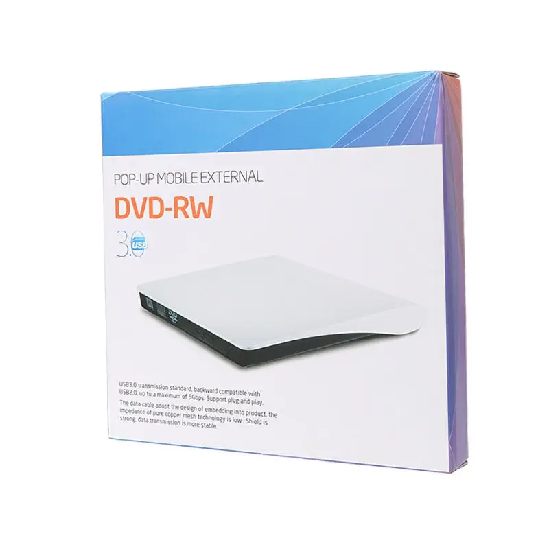 Тонкий Внешний USB3.0 записываемый DVD-ROM Drive DVD-RW привод горелки для ПК ноутбука
