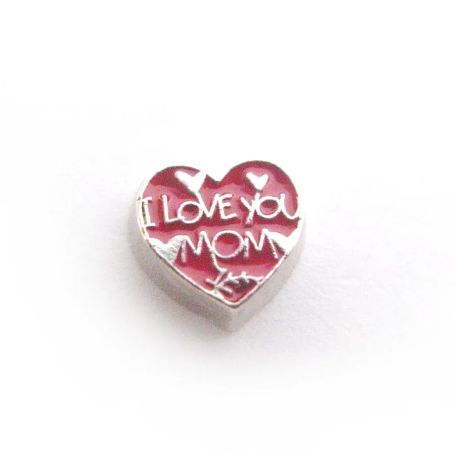 10 шт./лот несколько вариантов Dream Love Mom hearts плавающий медальон шармы на память для жизни медальон памяти как подарок - Цвет: FC1311 I love mom