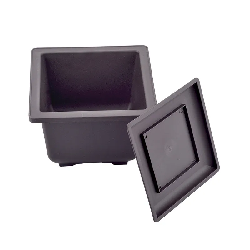 

1Set Imitation Flower Pot + Tray Balcony Square Flower Bonsai Bowl Nursery Basin Planter Plastic Rectangle Flower Pots 6 Types