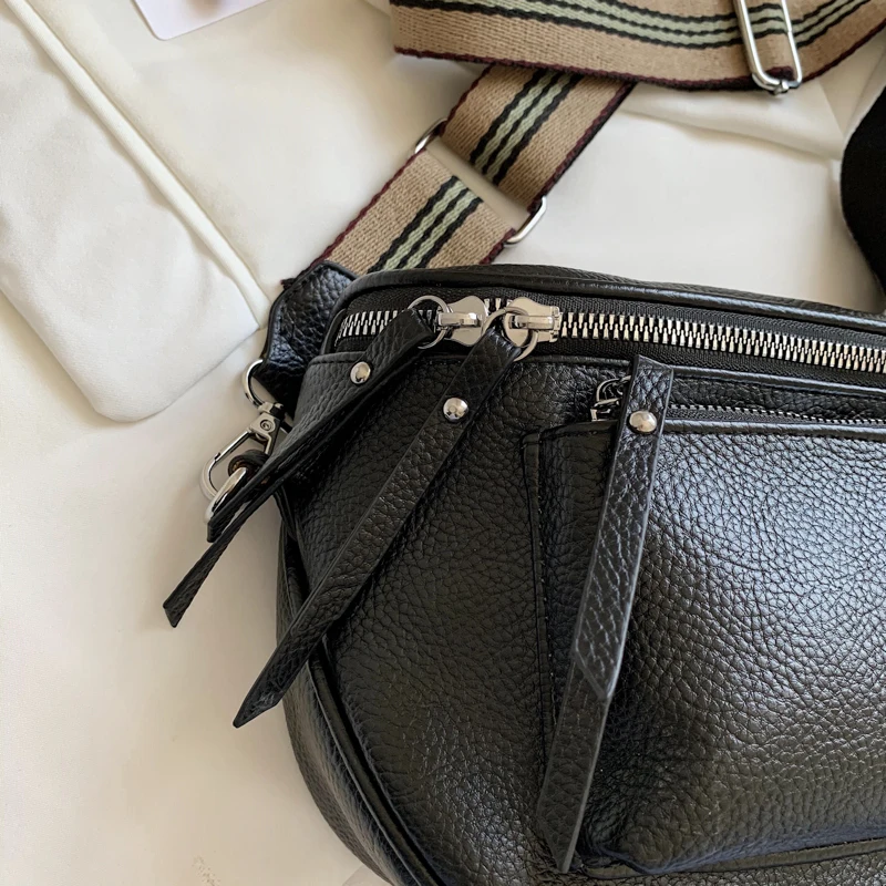 2021Designer Crossbody Bag Pu Leather Soft Messenger Bags For Ladies Zipper Wide Shoulder Strap Mini Retro Woman Bag Female Bags