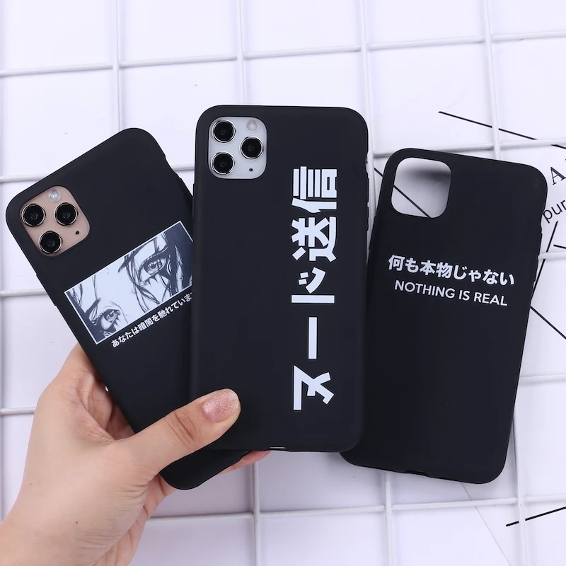 Japanese Harajuku Manga Comics Phone Cover For iPhone 12 mini 11 Pro Max X XS XR Max 8 7Plus 8Plus SE Soft Silicone Case Fundas