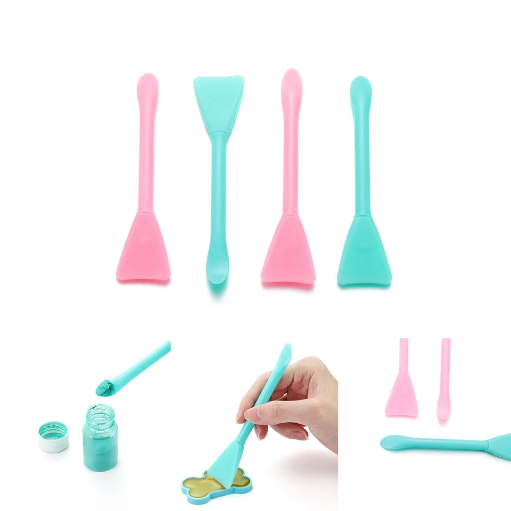 2/5Pcs Multifunction Silicone Brush Powder Spoon Facial Stirring Brush Soft Silicone Epoxy Resin Glue Tools Easy To Clean 2 5pcs multifunction stirring brush soft silicone brush powder spoon epoxy resin tools for diy resin mold easy to clean glue