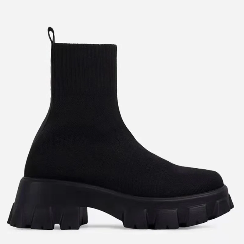 2022 New Autumn Winter Boots Couple Socks Shoes Women Thick-soled Casual Large Size Knitted Short Boots Women Botas De Mujer 