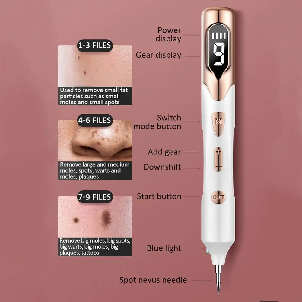 Laser de Remoção de Toupeira Remoção de Toupeira Cuidados com a Pele Removedor de Mancha Caneta Plasma Tatuagem Verruga Freckle Facial Remoção Tag Elétrica Escuro Pen 9 Cheap Utensílios de cuidado facial