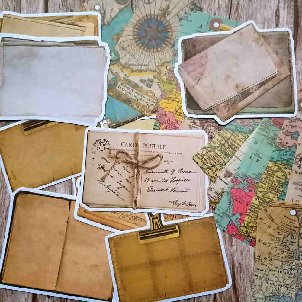 

Europe America map tags Vintage hemisphere label letter retro memo old paper Sticker DIY Scrapbooking Label Diary Album Escolar