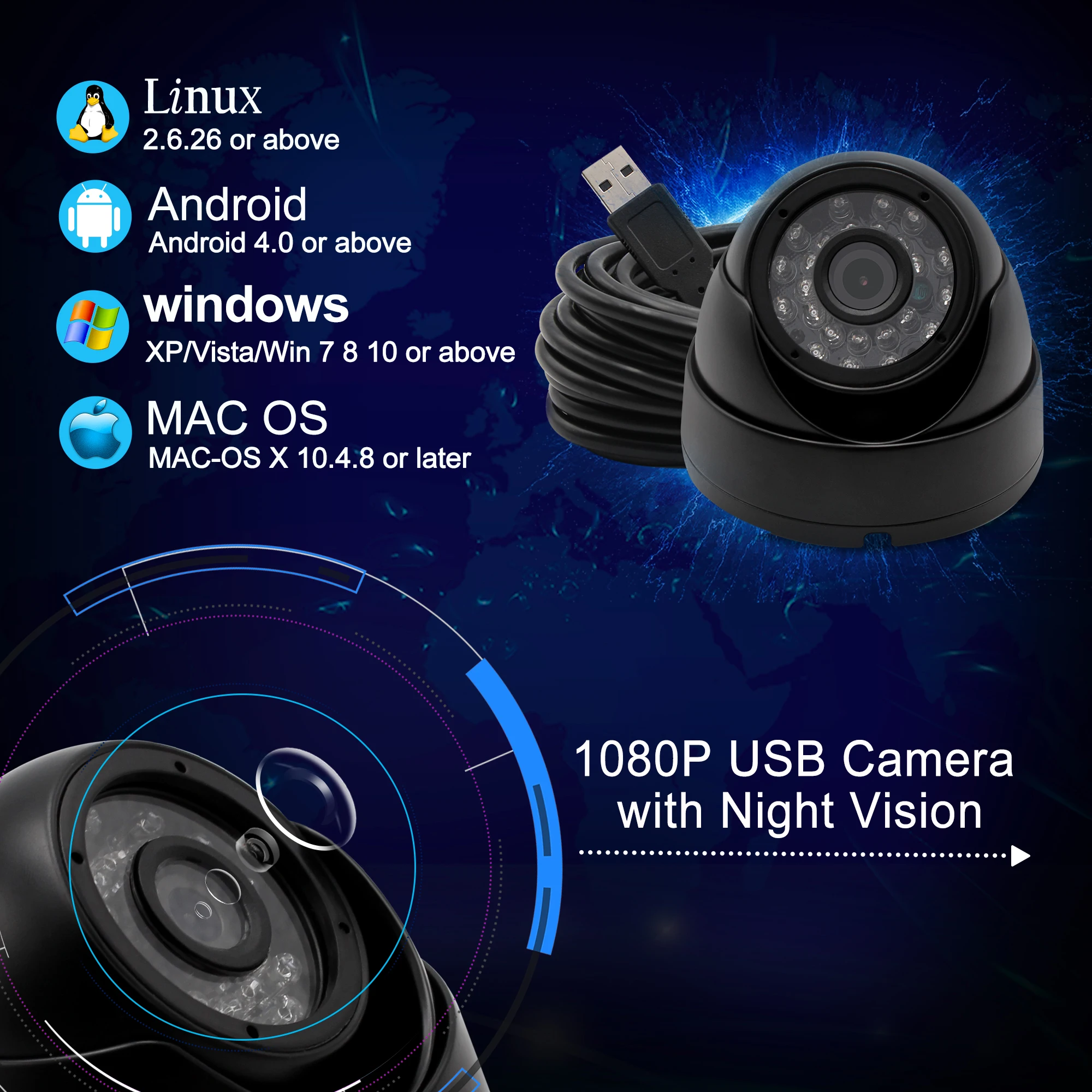 Наружная Водонепроницаемая 1920*1080 USB камера OV2710 CMOS 24 шт. ИК светодиодный купольная камера ночного видения CCTV 1080p для Linux Windows с UVC
