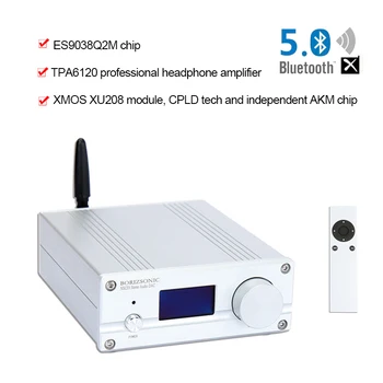 

BORIZSONIC NXC01 DAC Audio ES9038Q2M Bluetooth 5.0 USB XMOS Audio Decoder Stereo DSD512 APTX HD Desktop Amplifier