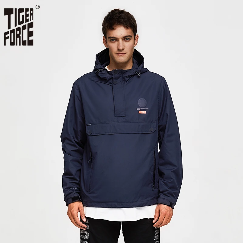 TIGER FORCE Men Jacket Spring Casual Jackets Hoodie Hooded Jacket Side Zipper Front Pocket Coat European Size TIGER FORCE Men Jacket Spring Casual Jackets Hoodie Hooded Jacket Side Zipper Front Pocket Coat European Size