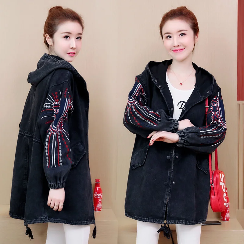  SZMALL Newest Fashion Button Long Denim Coat Women Winter warm Outwear Full Sleeve Tops Jackets Fem