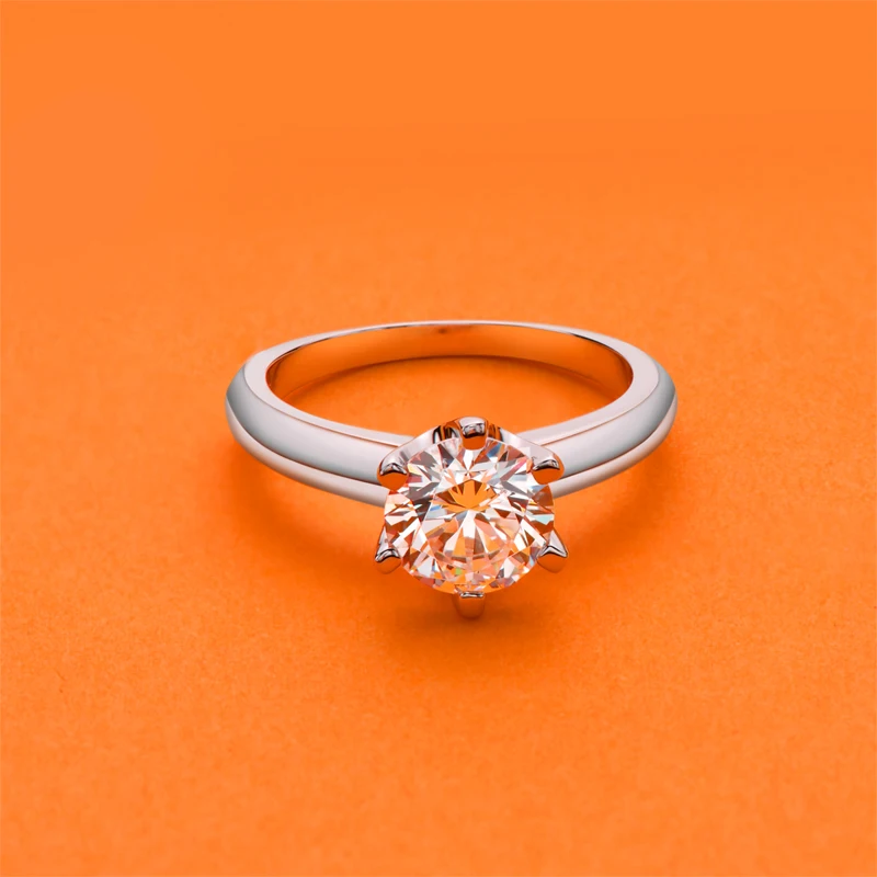 Sterling Silver 2.0 CT Classic 6-Prong Solitaire Simulated Diamond Engagement Ring Promise Bridal Wedding Ring