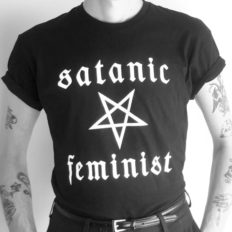 Gothic Pentagram Satanic Feminist T 