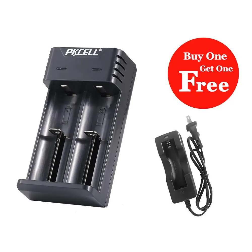

PKCELL Li-ion charger USB 5V 2A 2slots for 3.7V AA/AAA/C/D 16340 14430 18350 18500 18650 battery(Giving ICR18650 Charger Free)
