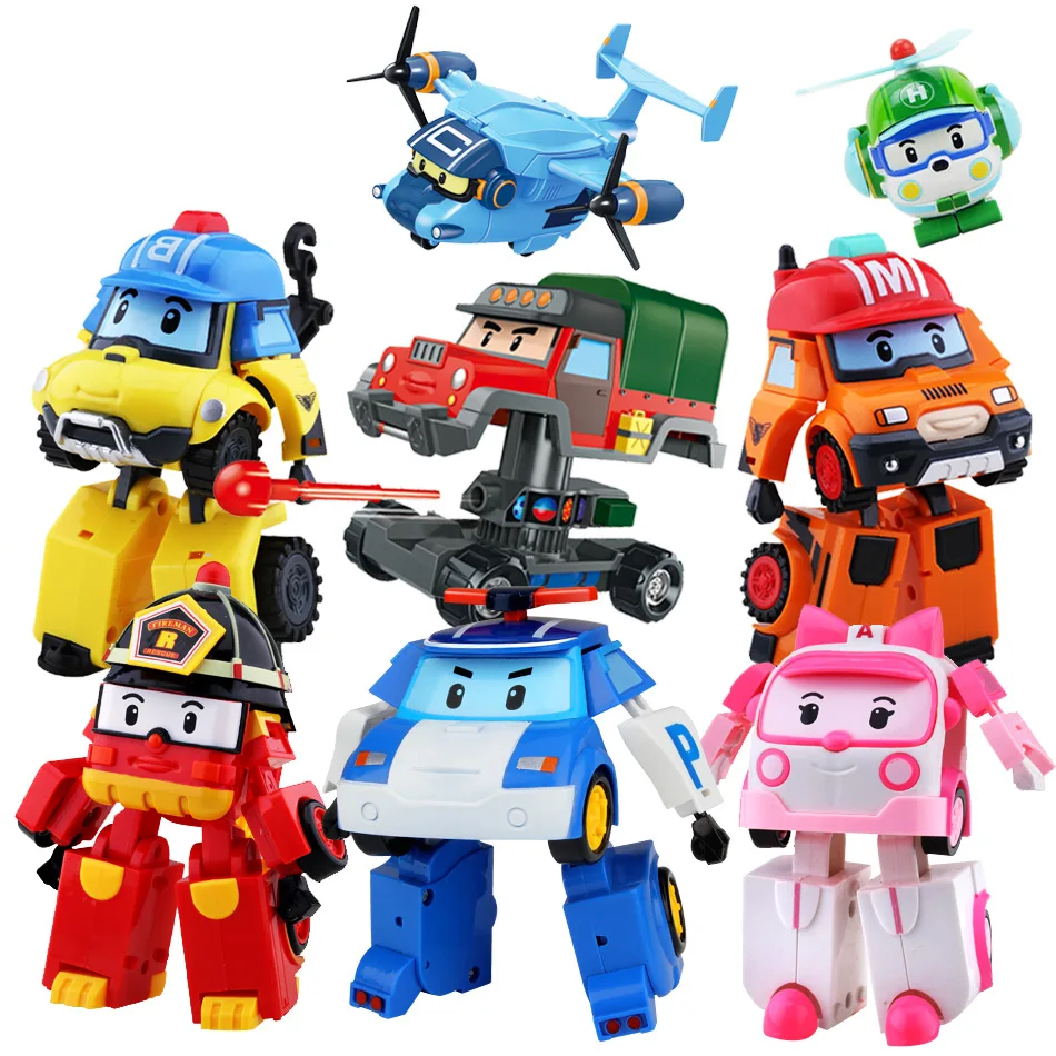 

4pcs/6pcs Silverlit Robocar Korea Robot Kids Toys Transformation Anime Action Figure Poli Toys For Children Playmobil Juguetes