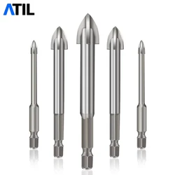 Outil de perçage universel en carbure cémenté, foret en céramique, ouverture de trou de mur de brique, accessoires d'outils électriques efficaces 5 pièces/ensemble 