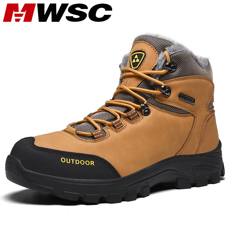

MWSC Warm Fur Lining Ankle Snow Boots For Men Male Outdoor Waterproof Snow Boots Shoes Men Non-slip Snow Shoes Men Casual Boots