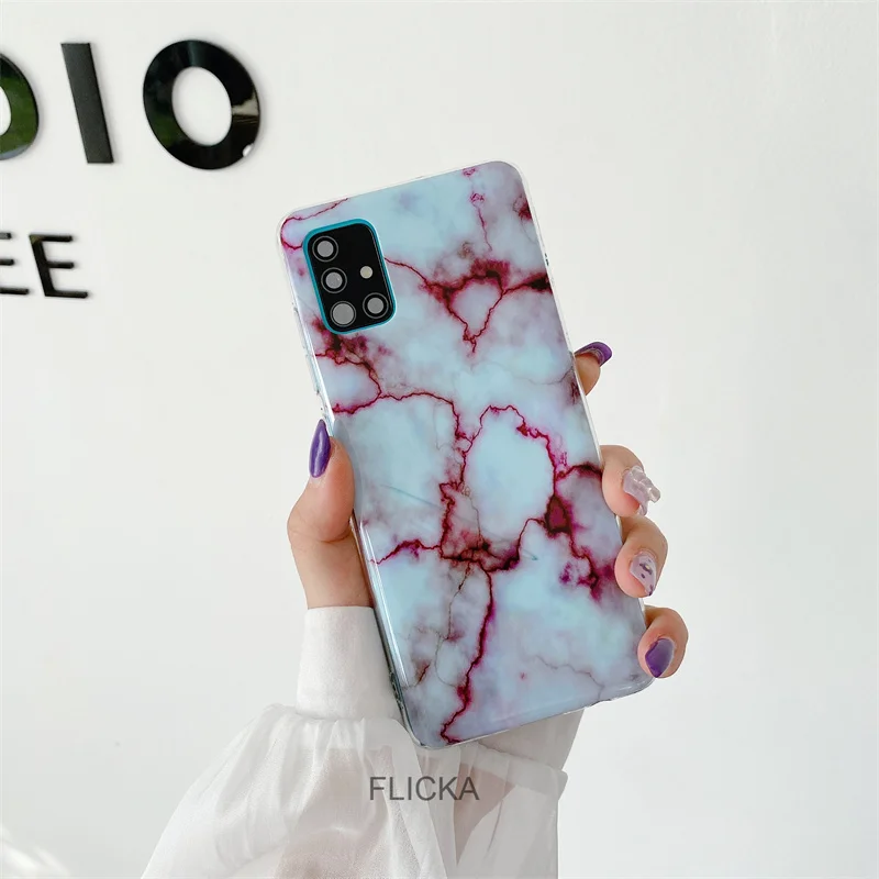 Luxury Marble Phone Case For Samsung Galaxy A51 A71 M51 A12 A42 A21S A31 A41 A01 A50 A70 A20E A30 A40 Silicone soft Back Cover cute samsung phone case
