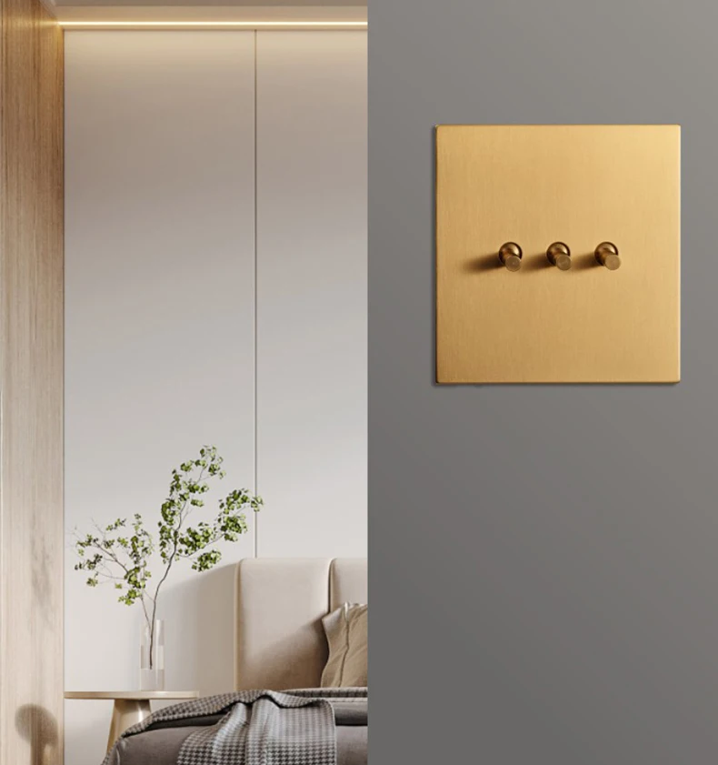 Description Picture 3 of itemAvoir Toggle Switch Usb Wall Electrical Outlets Gold Stainless Steel Panel Vintage Switch Dimmer RJ45 Network Socket EU FR Pulgs
