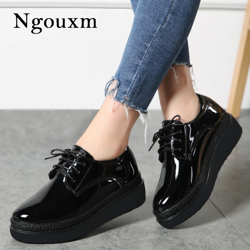 women's patent leather lace up shoes