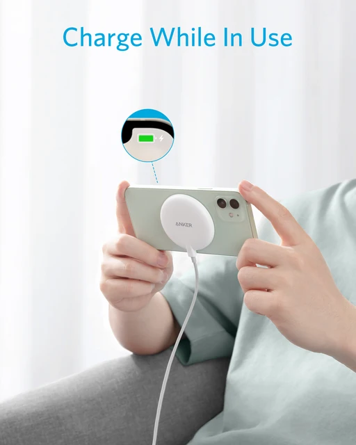 Anker 313 Magnetic Wireless Chargers 5 ft Built-in USB-C Cable PowerWave Magnetic Pad Lite Magsafe for iPhone 14/13/12 Series - Hình ảnh 4