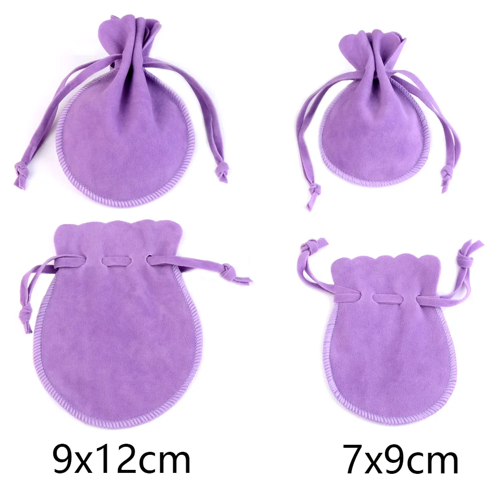 10pcs/Lot Drawstring Round Double-Sided Velvet Bag 7x9 9x12cm Jewelry Packaging Bag Wedding Pouches Dustproof Flannel