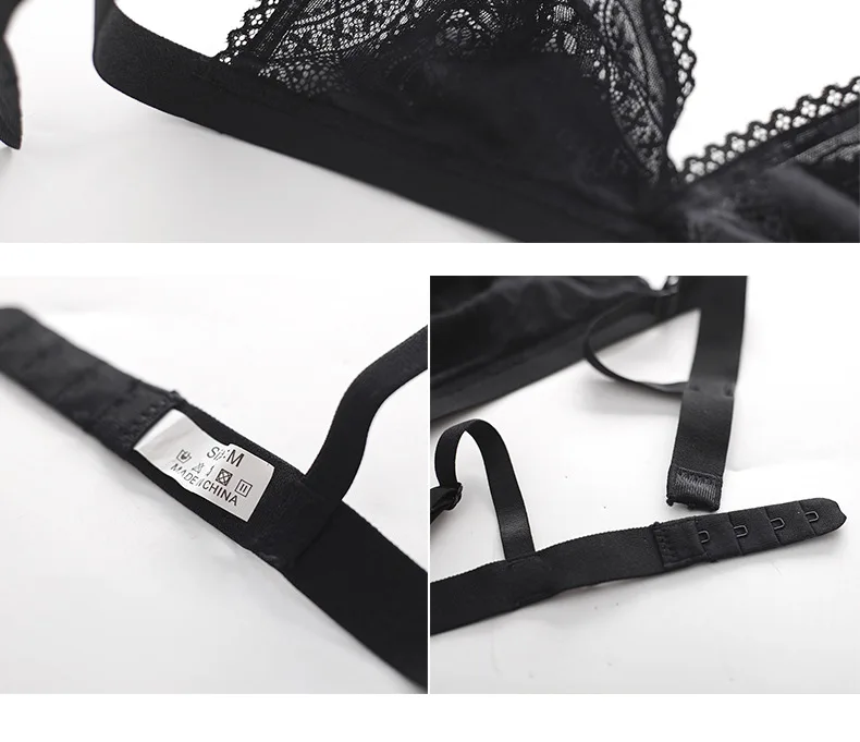 Lace Edge Sexy French Bralette Triangle Cup Bra Thin Transparent Mesh-Non-Steel Ring Underwear