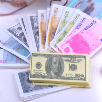 

Coins Tissue Dollars Euro Color Napkin Creative Funny Paper Banknote Paper Towel Mouth Cloth 1:1 Tyrant Dollar Bills 4PACK