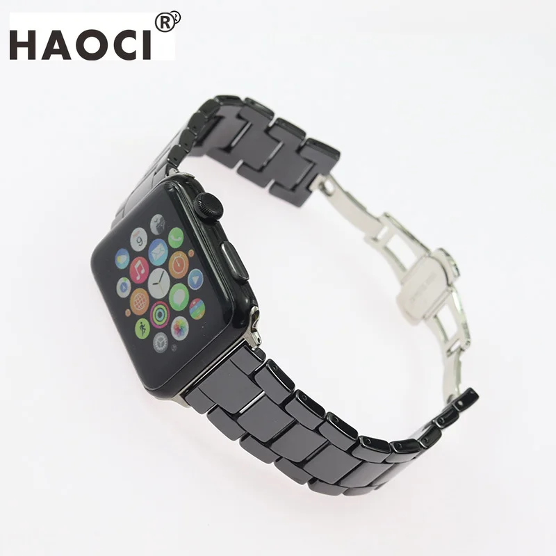 Высокое качество черный и белый керамический ремешок для Apple Iwatch Series5 2 3 4 38 40 42 44 мм