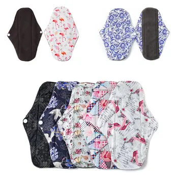 

6pcs Reusable Cloth Menstrual Pads Bamboo Charcoal Sanitary Pad Washable Panty Liner Absorbency Sanitary Napkin for Women