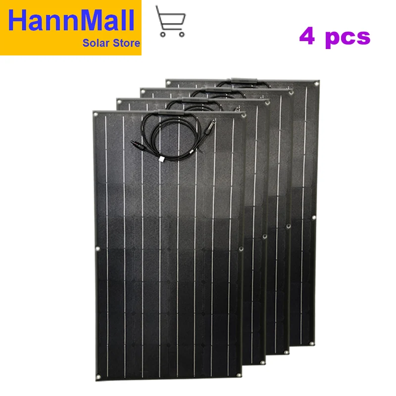 400W 4X100W ETFE полугибкая солнечная панель солнечная батарея panneau solaire 12V Mono Cell для RV лодки яхты автомобиля Караван зарядное устройство