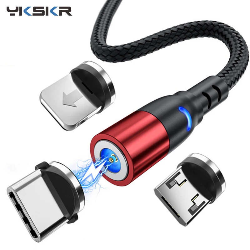 Магнитный кабель Micro USB для быстрой зарядки со светодиодной подсветкой типа C