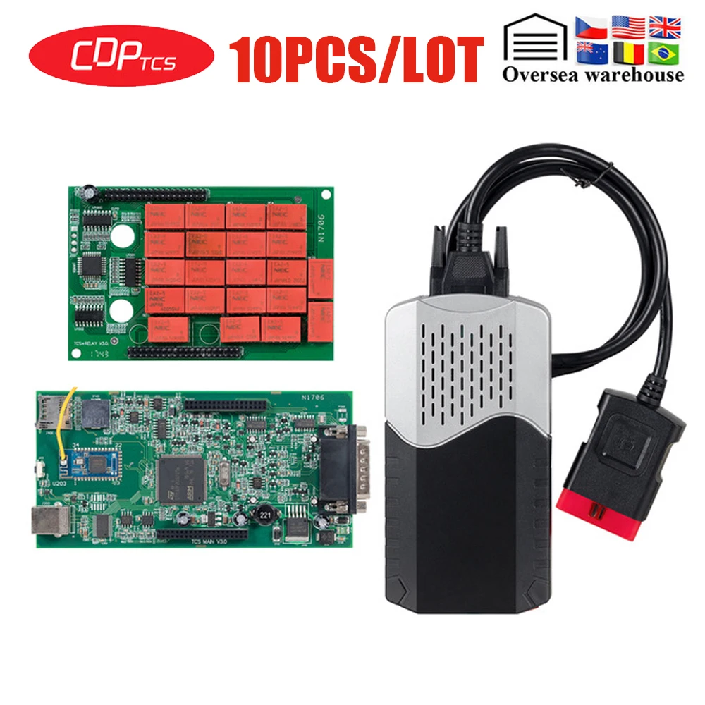 10 шт./лот CDP tcs cdp pro V3.0 двойная зеленая плата Bluetooth. R3 keygen OBDII сканер OBD 2 автомобили Грузовики сканирующий диагностический инструмент